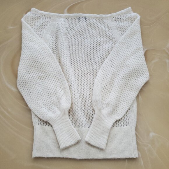 REISS Laurie Open-Knit Alpaca-Wool Blend Women's Off Shoulder Sweater Size XS - Picture 8 of 11